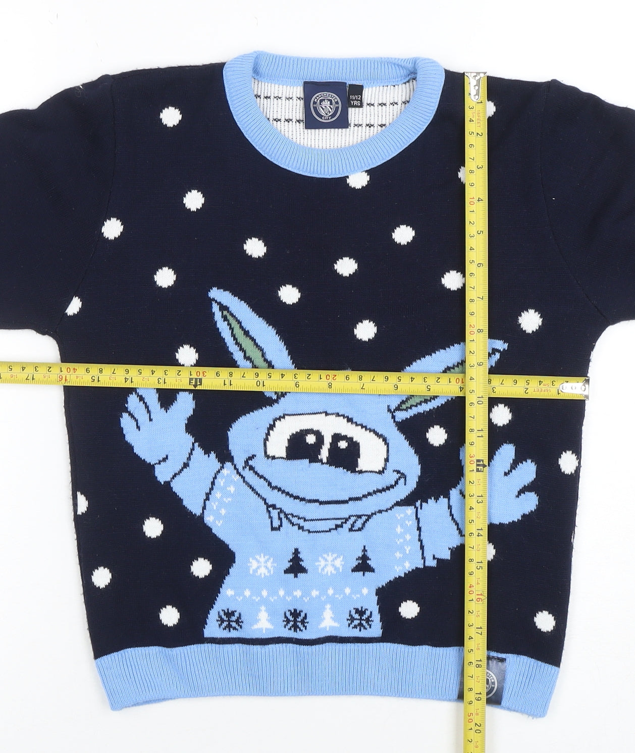 Boys UK Size 11-12 Years Manchester City Blue Pullover Jumper