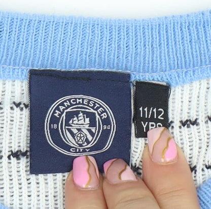 Boys UK Size 11-12 Years Manchester City Blue Pullover Jumper