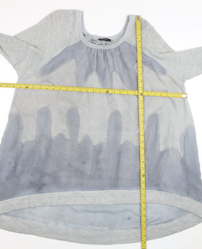 Klass Women Grey XL Tunic Blouse Acrylic Knit 3/4 Sleeve Scoop Neck