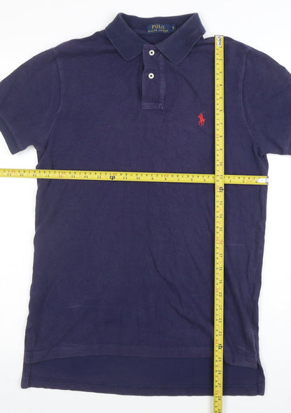 Ralph Lauren Men's Blue Cotton Slim Fit Polo Shirt Size S