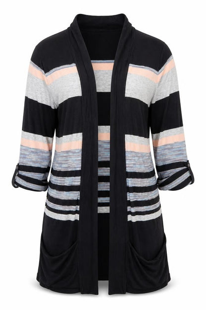 Wallis Women's Multicoloured L Striped Open Front Cardigan