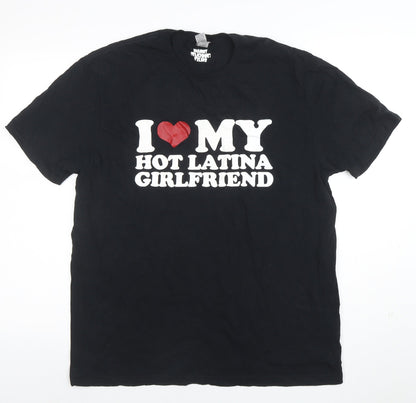 Mens UK Size L Gildan Black  T-Shirt