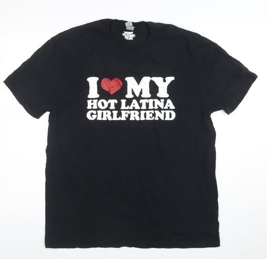 Mens UK Size L Gildan Black  T-Shirt