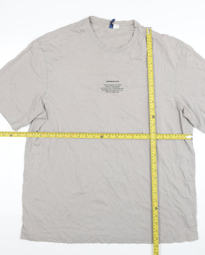 H&M Divided Men's Beige Graphic Print Cotton T-Shirt Size L