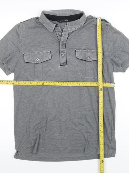 Express Design Studio Men's Grey Short Sleeve Polo Shirt Size S