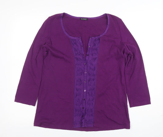 Womens UK Size L Planet Purple Tunic Button-Up
