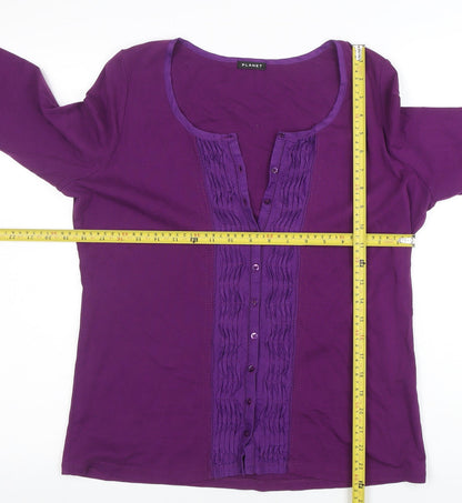 Womens UK Size L Planet Purple Tunic Button-Up