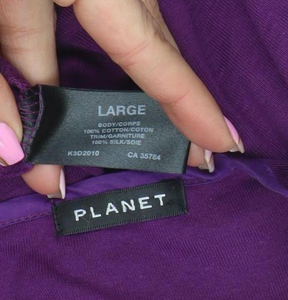 Womens UK Size L Planet Purple Tunic Button-Up
