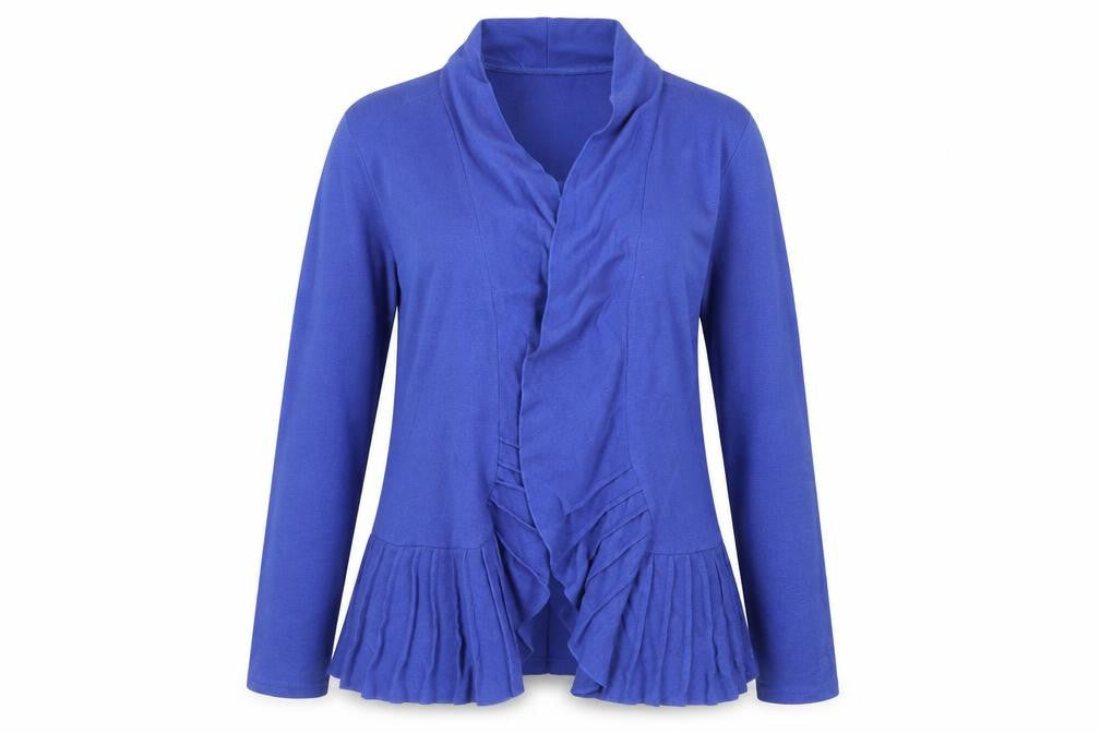 Next Women Blue Pleated Collar Long Sleeve Cardigan L