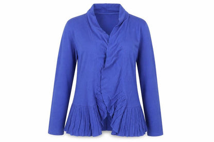 Next Women Blue Pleated Collar Long Sleeve Cardigan L