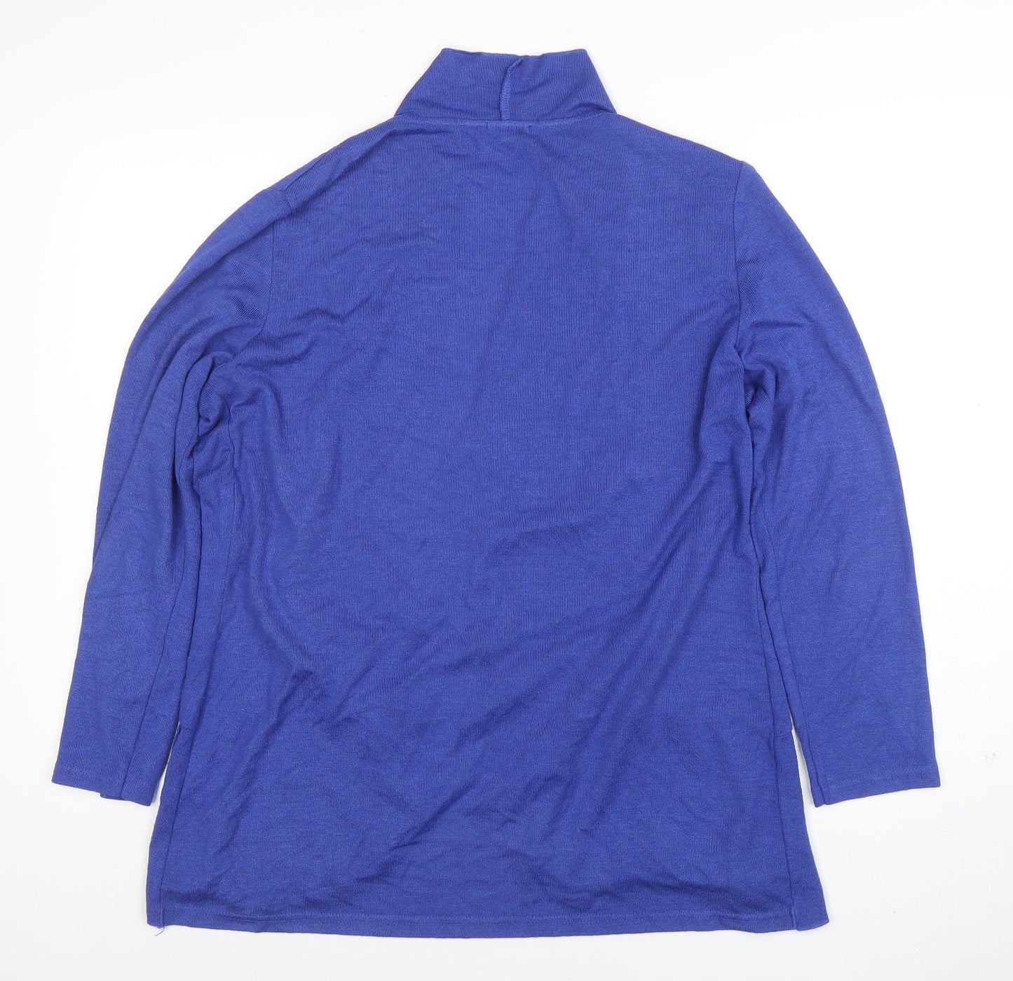 Next Women Blue Pleated Collar Long Sleeve Cardigan L
