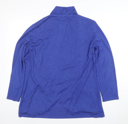 Next Women Blue Pleated Collar Long Sleeve Cardigan L