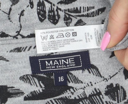 Womens UK Size 16 Maine New England Grey Basic T-Shirt