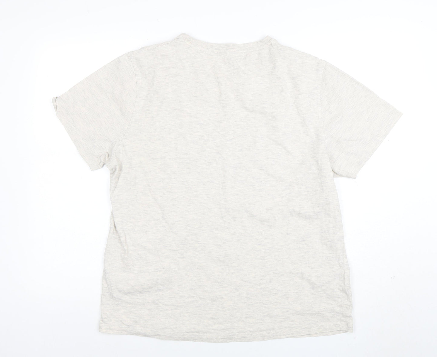 Animal Women Beige Short Sleeve Cotton Blend T-Shirt Size L