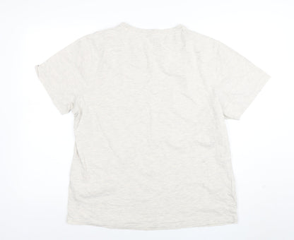 Animal Women Beige Short Sleeve Cotton Blend T-Shirt Size L