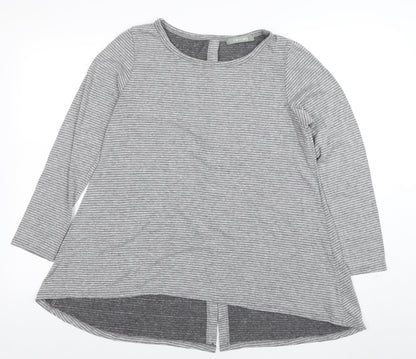 Coin 1804 Womens Grey Striped Long Sleeve Jersey T-Shirt Size M