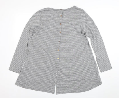 Coin 1804 Womens Grey Striped Long Sleeve Jersey T-Shirt Size M