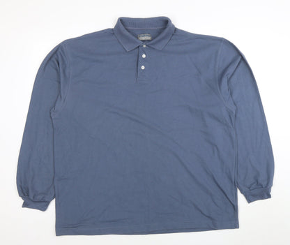 Hawkshead Men’s Blue Long Sleeve Cotton Polo Shirt Size L