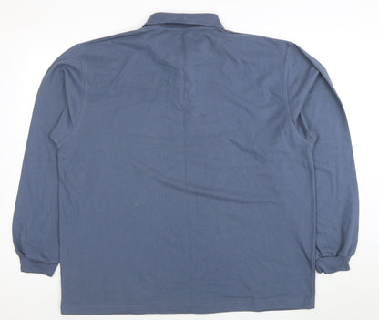 Hawkshead Men’s Blue Long Sleeve Cotton Polo Shirt Size L
