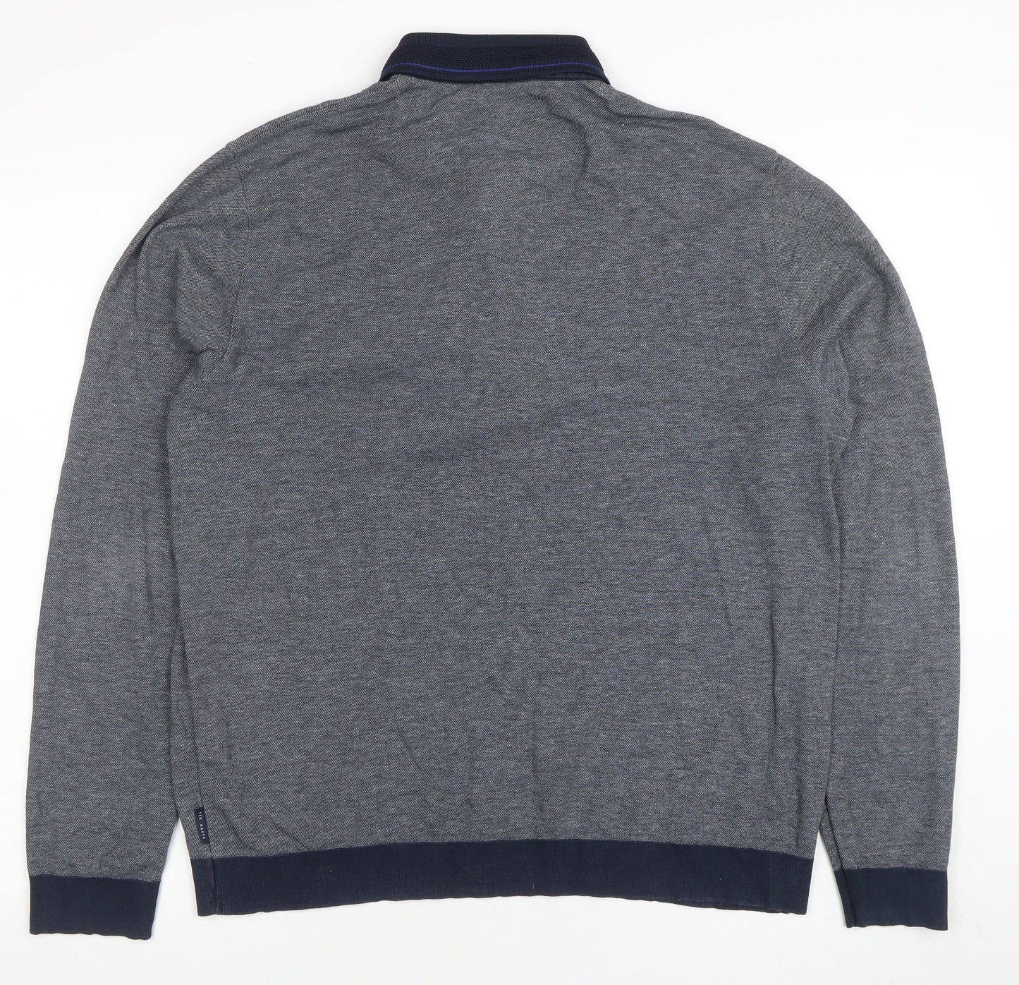 Ted Baker London Men's Grey Long Sleeve Cotton Polo Shirt Size S