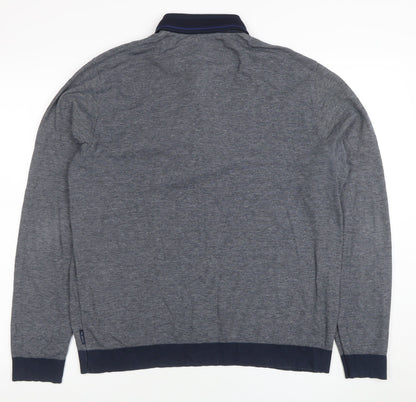 Ted Baker London Men's Grey Long Sleeve Cotton Polo Shirt Size S