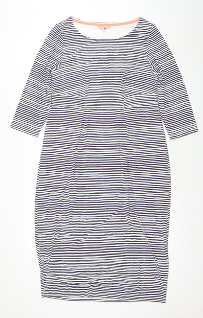 Joules Women’s Blue Striped 3/4 Sleeve Cotton Shift Dress Size 14