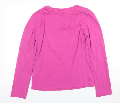 DKNY Jeans Womens Pink Long Sleeve Scoop Neck Stretch T-Shirt M
