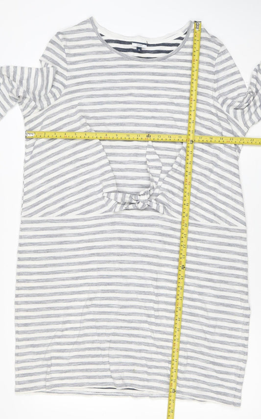 DASH Women’s White & Navy Striped Cotton Tie Front Shift Dress Size 16