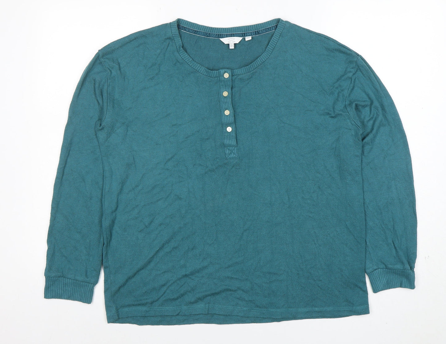 Womens UK Size 10 FatFace Blue Henley Jumper
