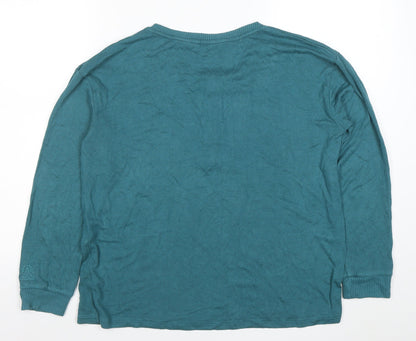 Womens UK Size 10 FatFace Blue Henley Jumper