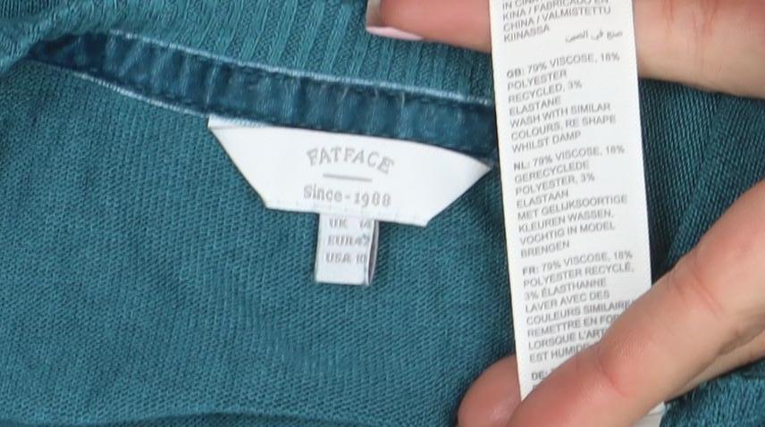Womens UK Size 10 FatFace Blue Henley Jumper