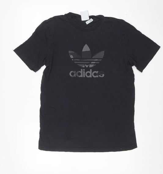 adidas Mens Black Short Sleeve Cotton Graphic T-Shirt Size M