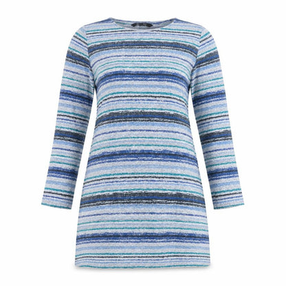 Bonmarché Women's Blue Striped Shift Dress Size 12 Long Sleeve
