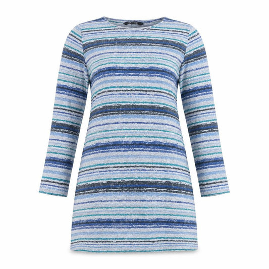 Bonmarché Women's Blue Striped Shift Dress Size 12 Long Sleeve