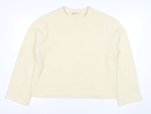 Womens UK Size M Zara Beige Pullover Sweatshirt