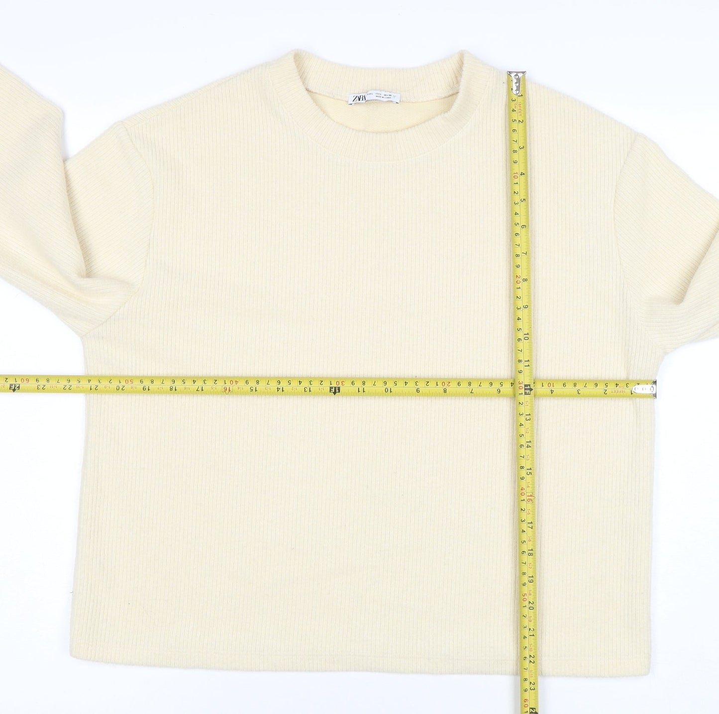 Womens UK Size M Zara Beige Pullover Sweatshirt
