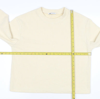 Womens UK Size M Zara Beige Pullover Sweatshirt