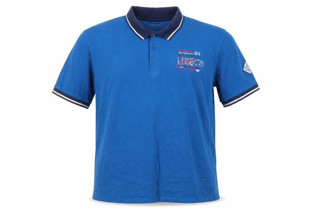 Front view of Atlas For Men Blue 2XL Cotton Polo Shirt Short Sleeve
