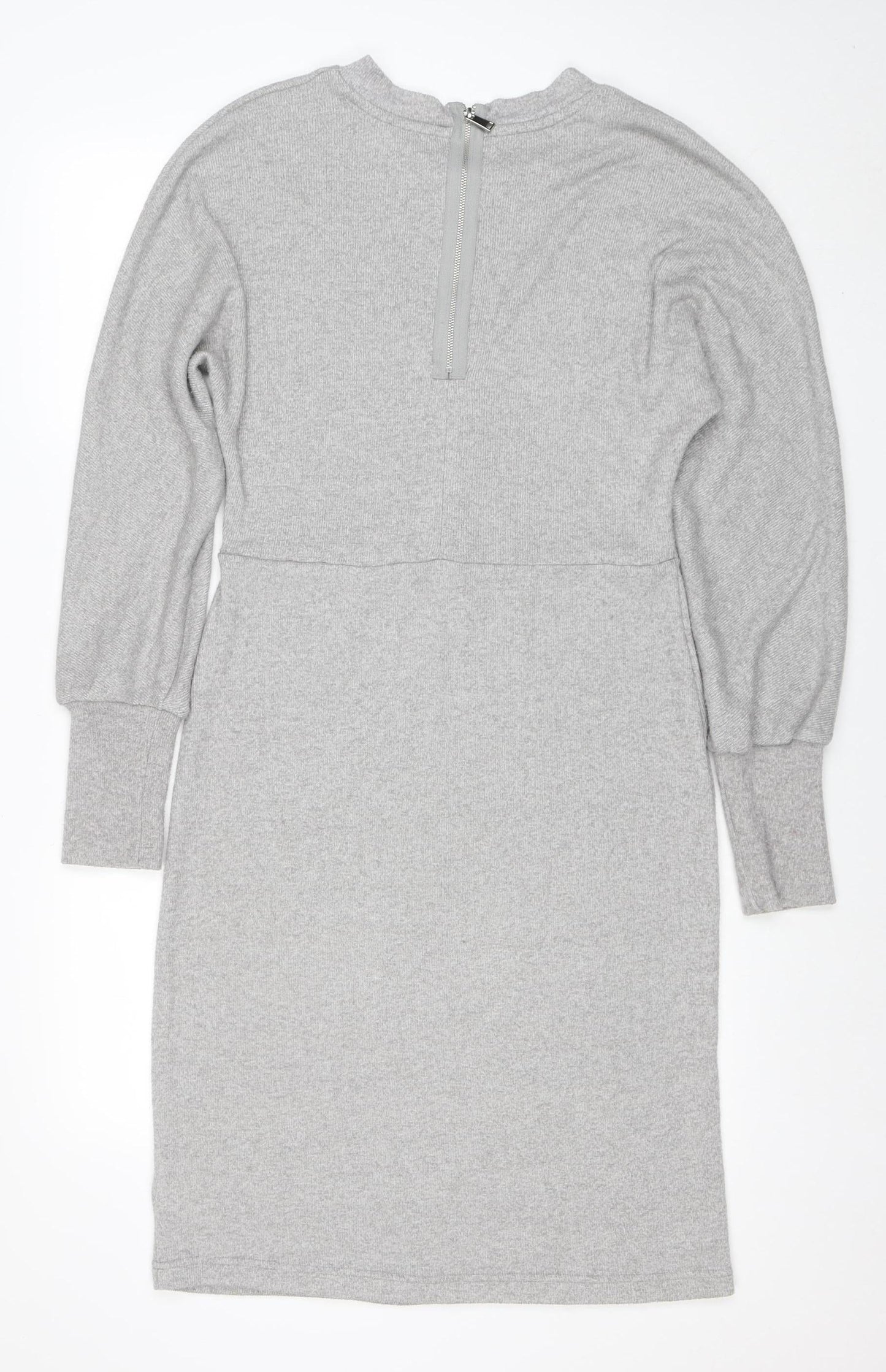 Next Women Grey Size 10 Bodycon Knit Long Sleeve Dress