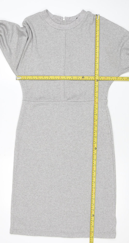 Next Women Grey Size 10 Bodycon Knit Long Sleeve Dress