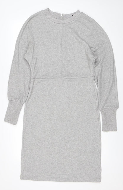 Next Women Grey Size 10 Bodycon Knit Long Sleeve Dress