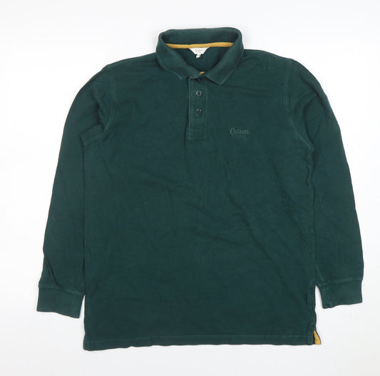 Cotton Traders Men's Emerald Green Long Sleeve Polo Shirt Size S 100% Cotton