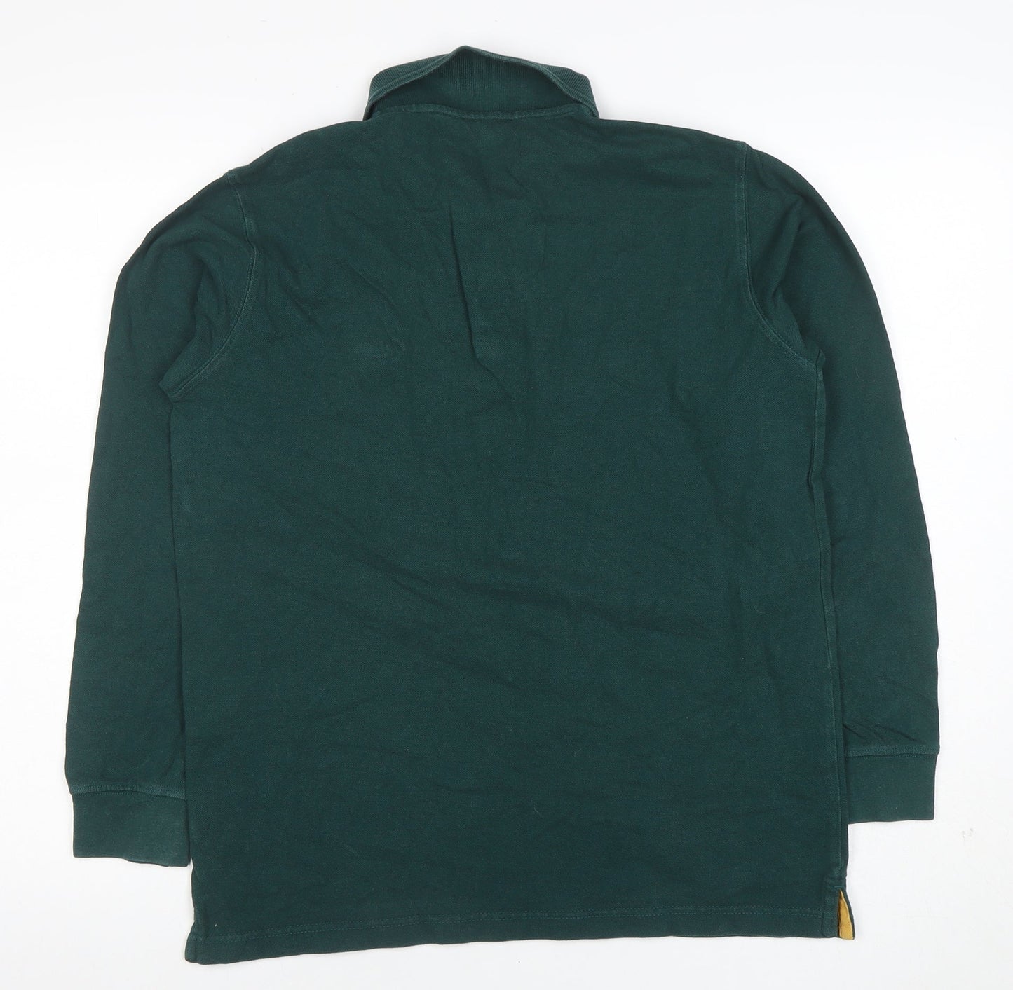 Cotton Traders Men's Emerald Green Long Sleeve Polo Shirt Size S 100% Cotton