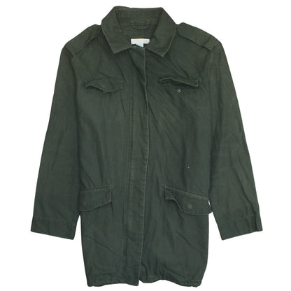 H&M Women's Green Military Jacket Size 12 Cotton Long Casual Style