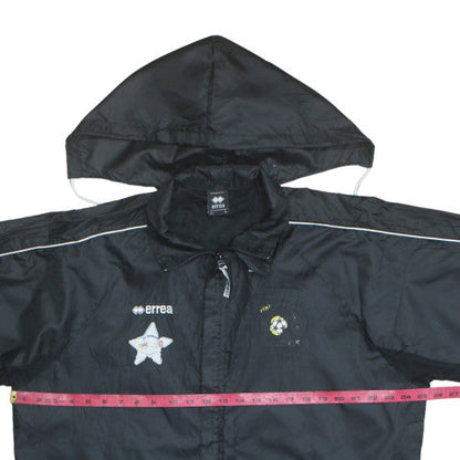 Errea Men's Black L Hooded Rain Jacket Football Sports Coat