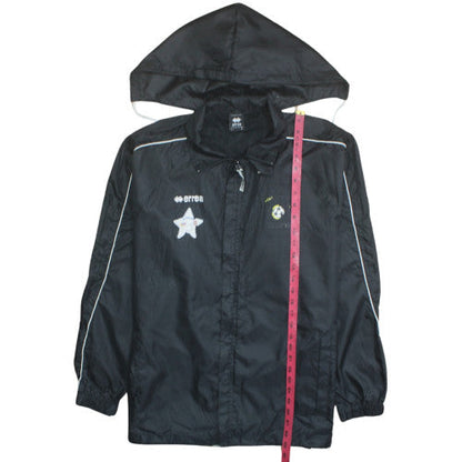 Errea Men's Black L Hooded Rain Jacket Football Sports Coat