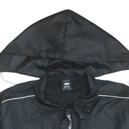 Errea Men's Black L Hooded Rain Jacket Football Sports Coat
