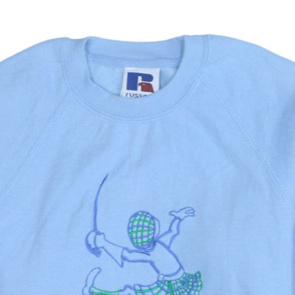 Russell Boys Blue Crew Neck Pullover Sweatshirt 11-12 Years Wallace Fencing Academy