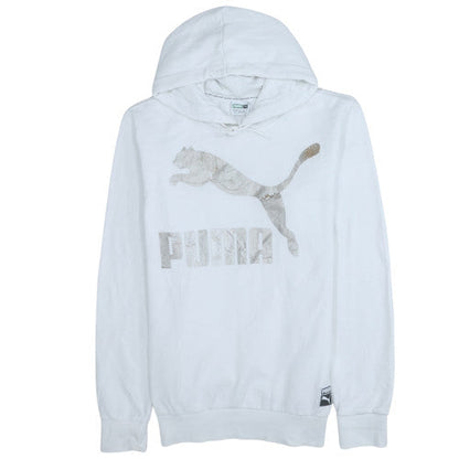 Womens UK Size L PUMA White Pullover Hoodie