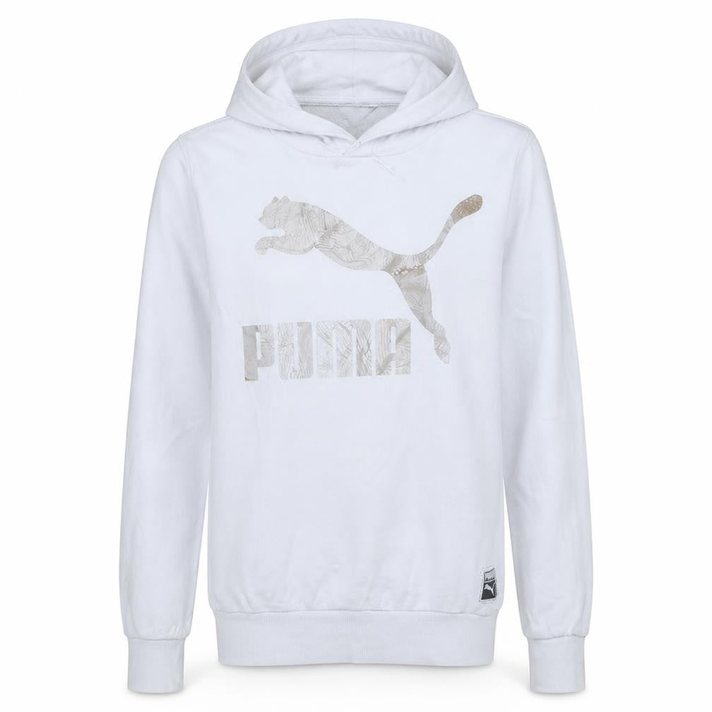 Womens UK Size L PUMA White Pullover Hoodie